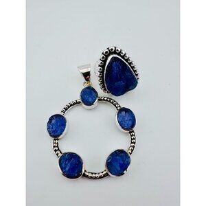 Vtg Ring  & Pendant Raw Iolite Set in Sterling Silver Size 7.75 Ring